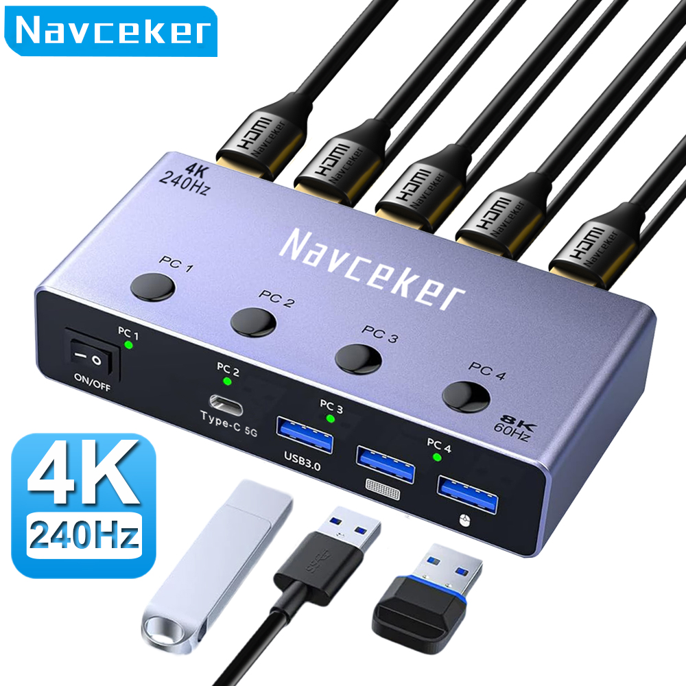 Navceker 4K 240Hz 4X1 HDMI KVM - Hdmi Matrix Switch review and price