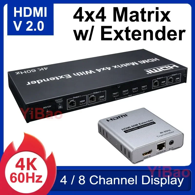 4K 60Hz 4X4 Matrix HDMI2.0 4x4 - Hdmi Matrix Switch review and price